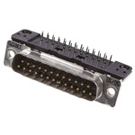 TE Connectivity Amplimite HD-20 25 Way Right Angle Through Hole D-sub Connector Plug, 2.74mm Pitch, with Mounting Hole