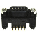 Amphenol ICC MDBE 9 Way Right Angle Through Hole D-sub Connector Socket, 2.74mm Pitch, with 4-40 UNC Female Screwlocks,