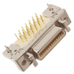 3M MDR 102 26 Way Right Angle Through Hole D-sub Connector Socket, 1.27mm Pitch