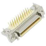 3M MDR 102 40 Way Right Angle Through Hole D-sub Connector Socket, 1.27mm Pitch, with Shroud & Latch Hook