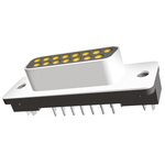 TE Connectivity Amplimite HD-20 15 Way Through Hole D-sub Connector Socket, 2.743mm Pitch, with 4-40 UNC PCB Retention