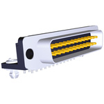 TE Connectivity Amplimite HD-20 25 Way Right Angle Through Hole D-sub Connector Plug, 2.84mm Pitch, with Boardlocks