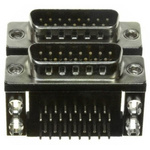 Norcomp 189 15 Way Right Angle Through Hole D-sub Connector Male/Male, 2.769mm Pitch, with 4-40 Hex Standoff, Fork