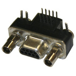 Norcomp MICRO-D 9 Way Right Angle Through Hole D-sub Connector Plug, 1.27mm Pitch, with Boardlocks, Standoffs