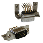 Norcomp 181 15 Way Right Angle Through Hole D-sub Connector Socket, 2.286mm Pitch, with Board Lock and Locator Plate