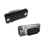 Amphenol FCI Slimline 9 Way Right Angle SMT D-sub Connector Plug, 2.78mm Pitch, with Boardlocks