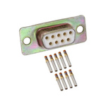 Amphenol India M24308 9 Way Panel Mount D-sub Connector Socket, 2.77mm Pitch, with 4-40 Screw Locks