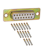 Amphenol India M24308 15 Way Panel Mount D-sub Connector Socket, 2.77mm Pitch, with 4-40 Screw Locks