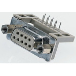 Provertha TMC 9 Way Right Angle Through Hole D-sub Connector Socket, 2.75mm Pitch, with Guide Frame, M3 Screwlocks