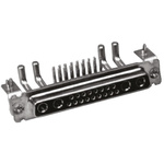 Amphenol ICC L717TW 2 (Power/Coax), 5 (Signal) Way Right Angle Through Hole D-sub Connector Plug, with 4-40 UNC Female