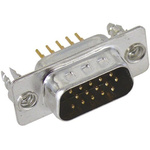 Harting 62 Way Through Hole D-sub Connector Plug, 2.41mm Pitch, with 4-40 UNC Threaded Inserts, Boardlocks