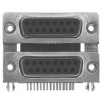 Norcomp 189 15 Way Right Angle Through Hole D-sub Connector Female/Female, 2.769mm Pitch, with 4-40 Hex Standoff, Fork