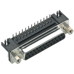 Harting D-Sub 25 Way Right Angle Through Hole D-sub Connector Socket, 2.77mm Pitch, with 4-40 UNC Screwlocks