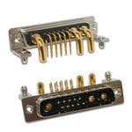Norcomp 7 Way Right Angle Through Hole D-sub Connector Plug, with 4-40 Inserts/Board Lock