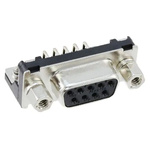 Hirose RD*D 9 Way Right Angle Through Hole D-sub Connector Socket, 2.74mm Pitch