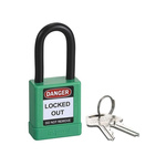 RS PRO 1 Lock 6.4mm Shackle Aluminium, Nylon Safety Lockout- Green