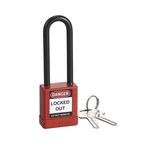 RS PRO 1 Lock 6.4mm Shackle Aluminium, Nylon Safety Lockout- Red