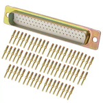 Amphenol India M24308 62 Way Panel Mount D-sub Connector Plug, 2.29mm Pitch, with 4-40 Screw Locks