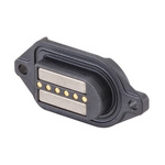 Rosenberger, MultiMag 6, Straight Panel Mount Female Magnetic Connector, Solder Termination