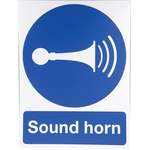 RS PRO PP Rigid Plastic Mandatory Sound Horn Sign With English Text