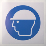 RS PRO Vinyl Mandatory Head Protection Sign With Pictogram Only Text