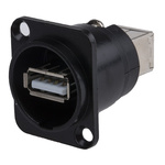 RS PRO Straight, Panel Mount, Socket Type A to B 2.0 USB Connector