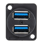 RS PRO Straight, Panel Mount, Socket Type A 3.0 USB Connector