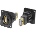 RS PRO Straight, Panel Mount, Socket Type A to A 2.0 USB Connector