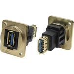 RS PRO Straight, Panel Mount, Socket to Socket Type A to A 3.0 USB Connector