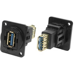 RS PRO Straight, Panel Mount, Socket to Socket Type A to A 3.0 USB Connector