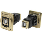 RS PRO Straight, Panel Mount, Socket to Socket Type B to B 2.0 USB Connector