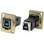 RS PRO Straight, Panel Mount, Socket to Socket Type B to B 3.0 IP40 Feedthrough USB Connector