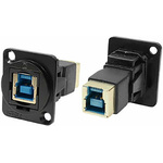 RS PRO Straight, Panel Mount, Socket to Socket Type B to B 3.0 IP40 Feedthrough USB Connector