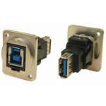 RS PRO Straight, Panel Mount, Socket to Socket Type B to A 3.0 IP40 Feedthrough USB Connector