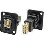 RS PRO Straight, Panel Mount, Socket to Socket Type B to A 2.0 Feedthrough USB Connector