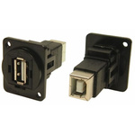 RS PRO Straight, Panel Mount, Socket Type A to B 2.0 IP40 Feedthrough USB Connector