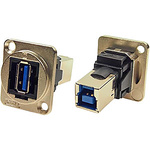 RS PRO Straight, Panel Mount, Socket Type A to B 3.0 IP40 Feedthrough USB Connector