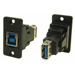 RS PRO Straight, Panel Mount, Socket to Socket Type B to A 3.0 USB Connector