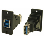 RS PRO Straight, Panel Mount, Socket to Socket Type B to A 3.0 USB Connector