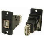 RS PRO Straight, Panel Mount, Socket to Socket Type B to A 2.0 USB Connector