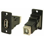 RS PRO Straight, Panel Mount, Socket to Socket Type A to B 2.0 USB Connector