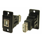 RS PRO Straight, Panel Mount, Socket to Socket Type B to A 2.0 USB Connector