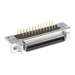 3M, 102 Female 50 Pin Right Angle Through Hole SCSI Connector 2.54mm Pitch, Solder