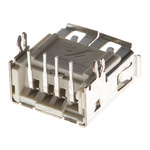 Amphenol ICC Right Angle, Through Hole, Socket Type A 2.0 USB Connector