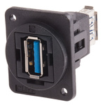 RS PRO Straight, Panel Mount, Socket Type A to A 3.0 USB Connector