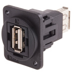 RS PRO Straight, Panel Mount, Socket Type A to A 2.0 USB Connector