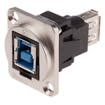 RS PRO Straight, Panel Mount, Socket to Socket Type B to A 3.0 USB Connector