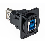 RS PRO Straight, Panel Mount, Socket to Socket Type B to A 3.0 USB Connector