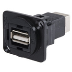 RS PRO Straight, Panel Mount, Socket Type A to B 2.0 USB Connector