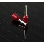 RS PRO Insulated Crimp Bootlace Ferrule, 8mm Pin Length, 2mm Pin Diameter, 1.5mm² Wire Size, Red